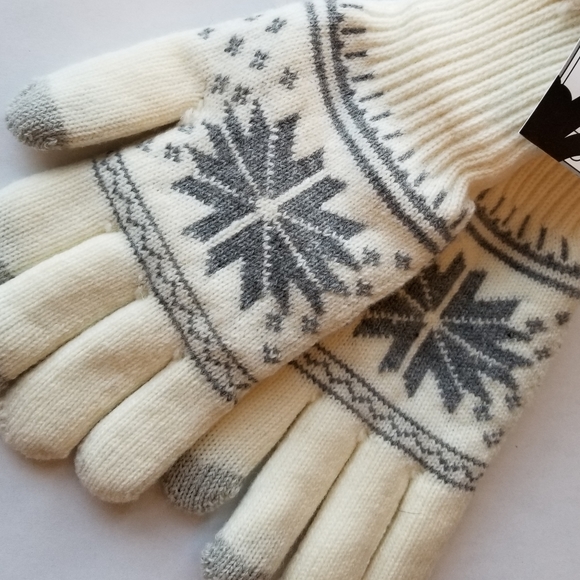 ❗Nordstrom White Sherpa Lined Woven Winter Gloves❗ - Picture 2 of 5